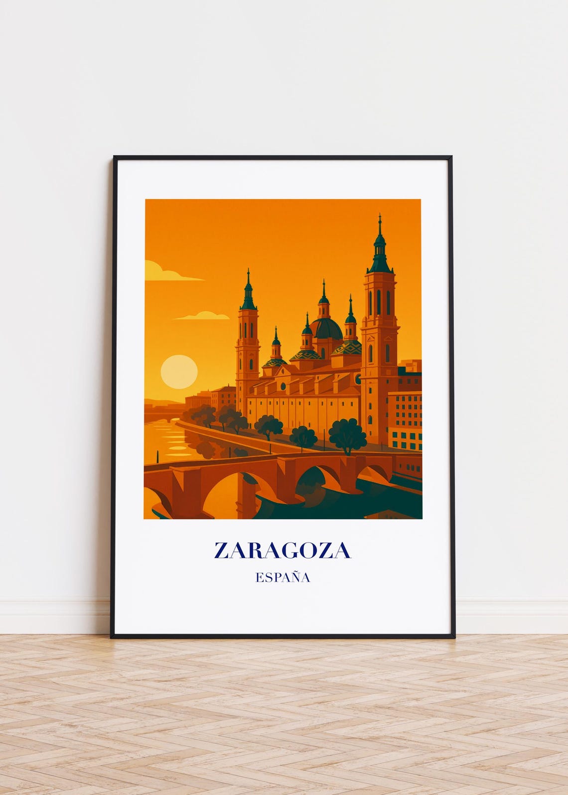 Zaragoza Spain Poster, Modern City Illustration