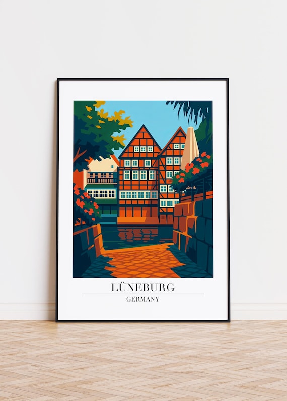 Lüneburg Germany Half Timbered Houses Canal Travel Art Poster