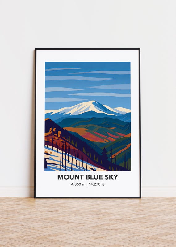 Mount Blue Sky Poster Modern Mountain Illustration Art