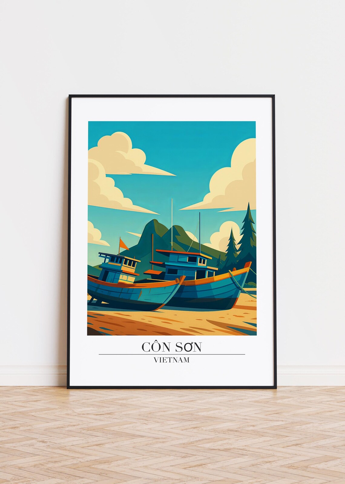 Vietnam Poster, Modern Travel Illustration