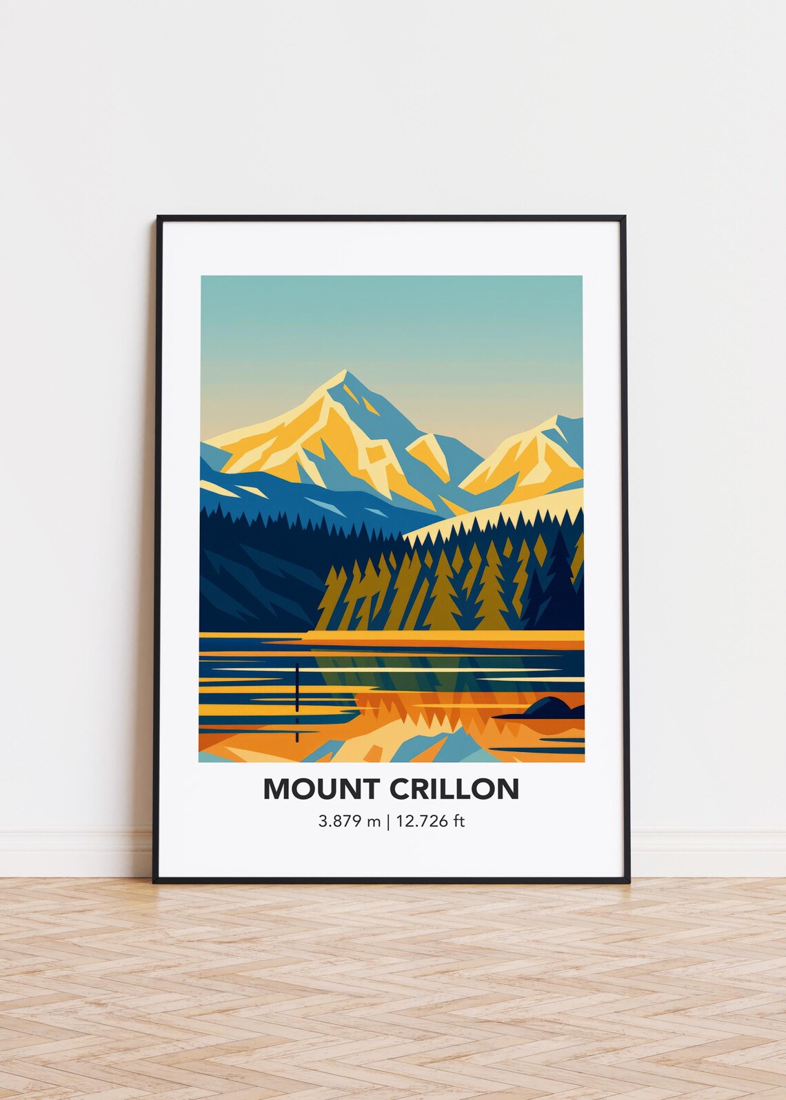 Mount Crillon Modern Mountain Illustration, Art Print