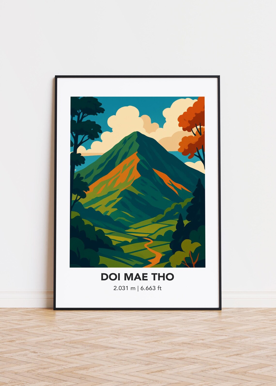 Doi Mae Tho Mountain, Modern Minimalist Art Poster