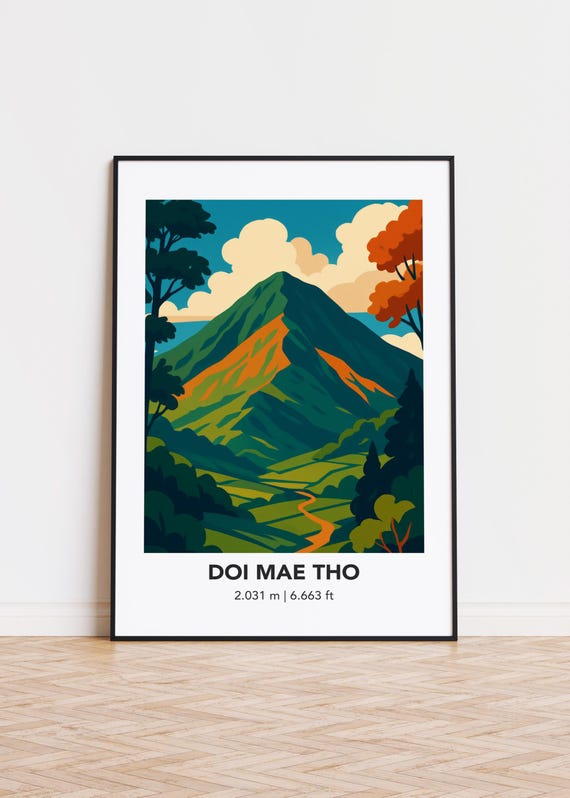 Doi Mae Tho Mountain, Modern Minimalist Art Poster