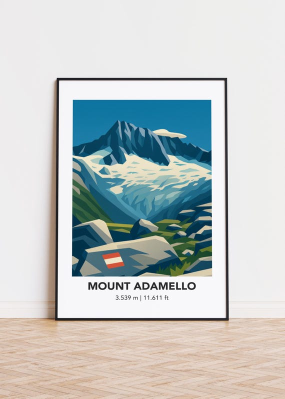 Mount Adamello Print Mountain Illustration Art Poster