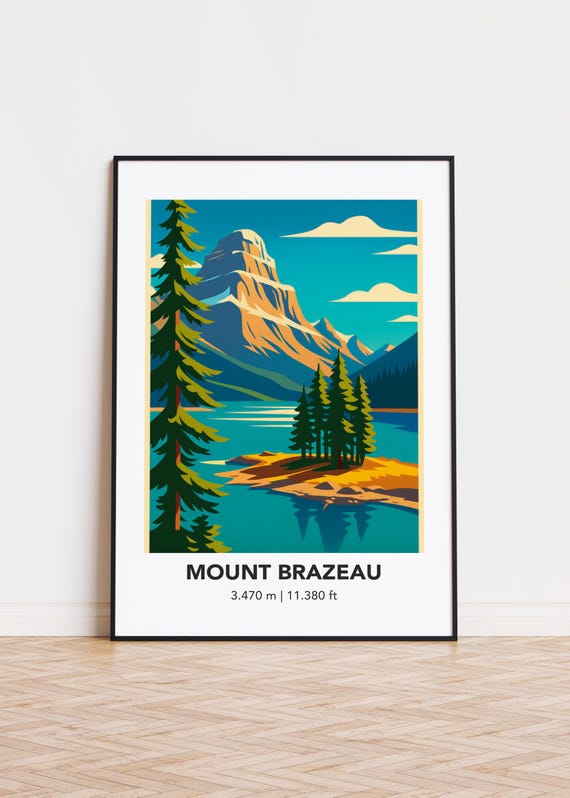 Mount Brazeau Illustration Poster Print