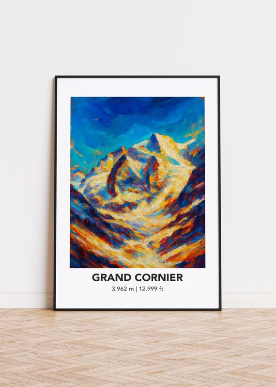 Grand Cornier Poster Mountain Print Modern Oil Painting Style Art
