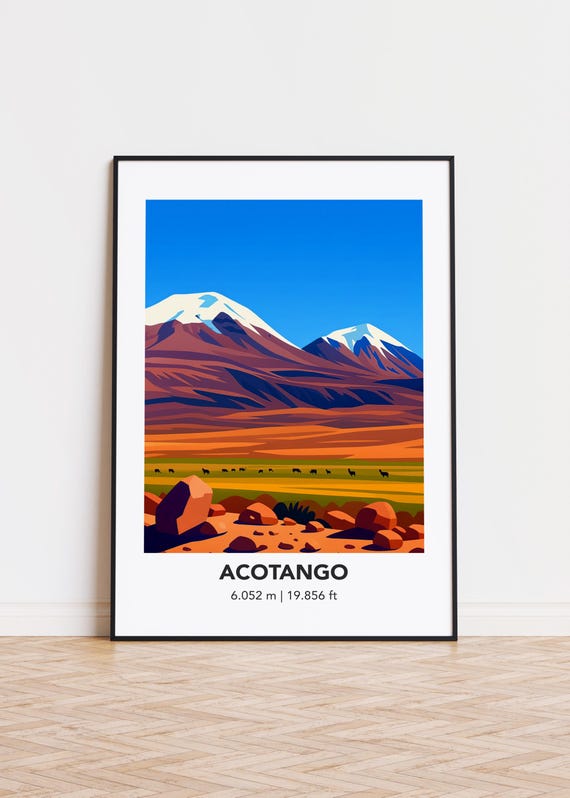 Acotango Mountain Art Print Modern Minimalist Poster