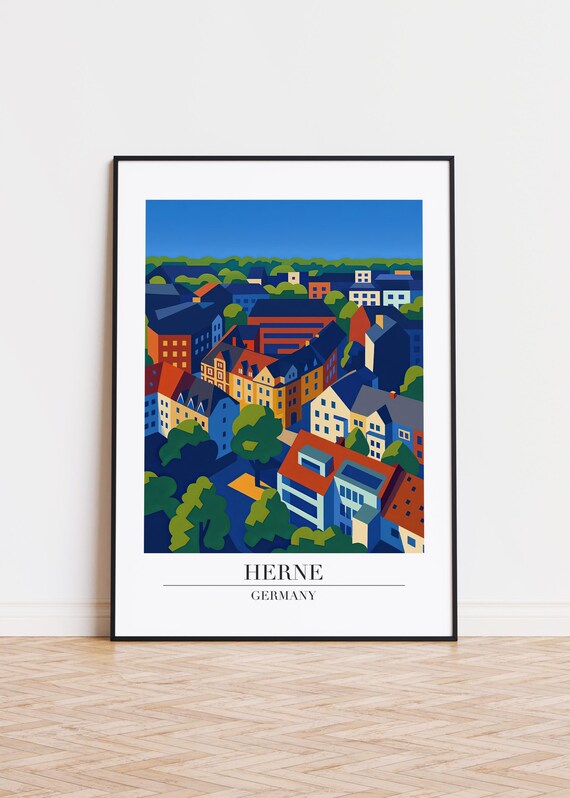 Herne Germany Poster City Illustration Art Print