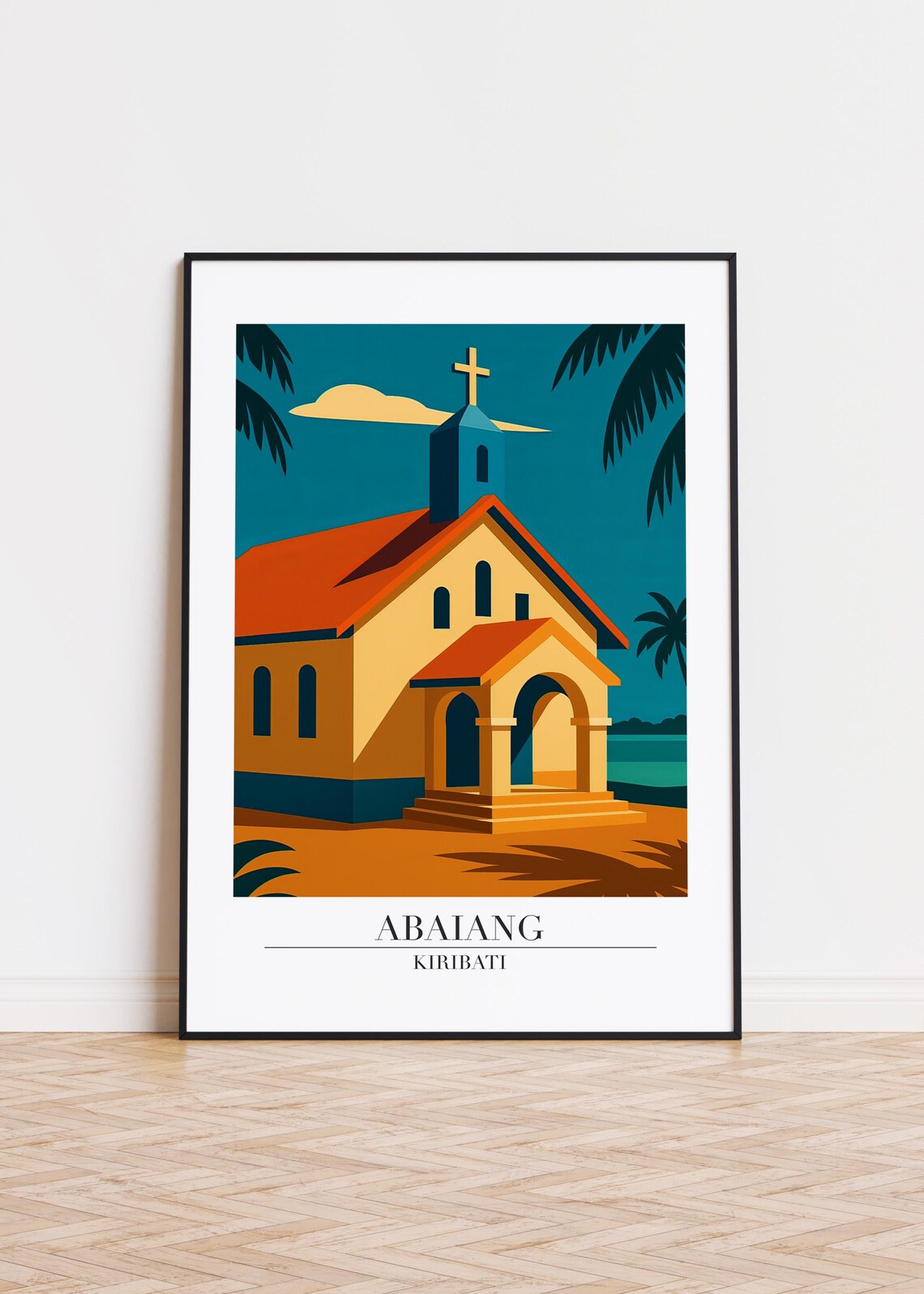 Abaiang Kiribati Modern Travel Illustration Poster
