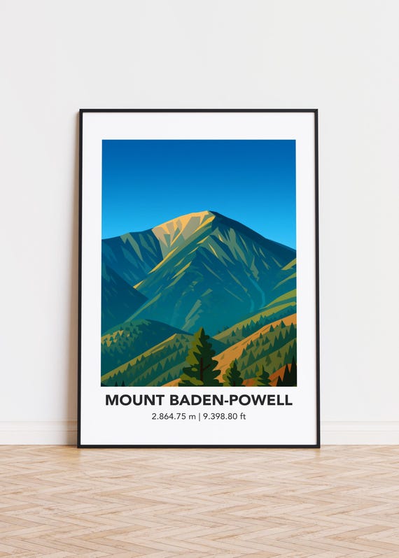 Mount Badenpowell Print Modern Minimalist Mountain Art Poster