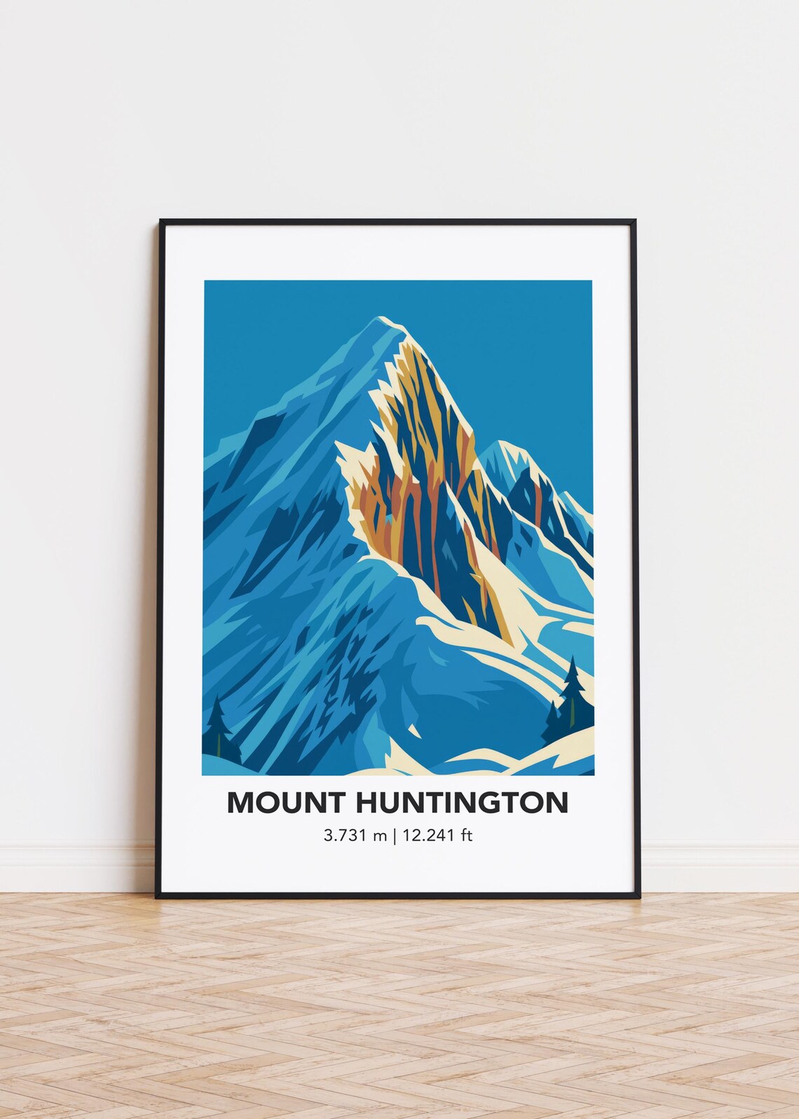 Mount Huntington Modern Mountain Illustration Art Print