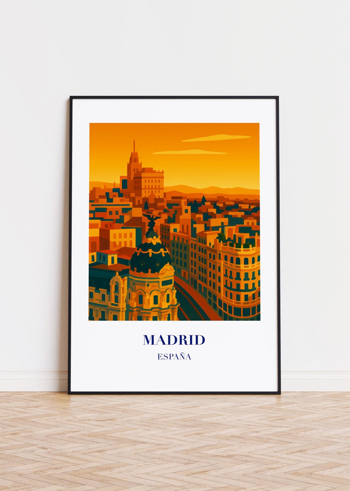 Madrid Cityscape Poster Modern Spain Travel Art