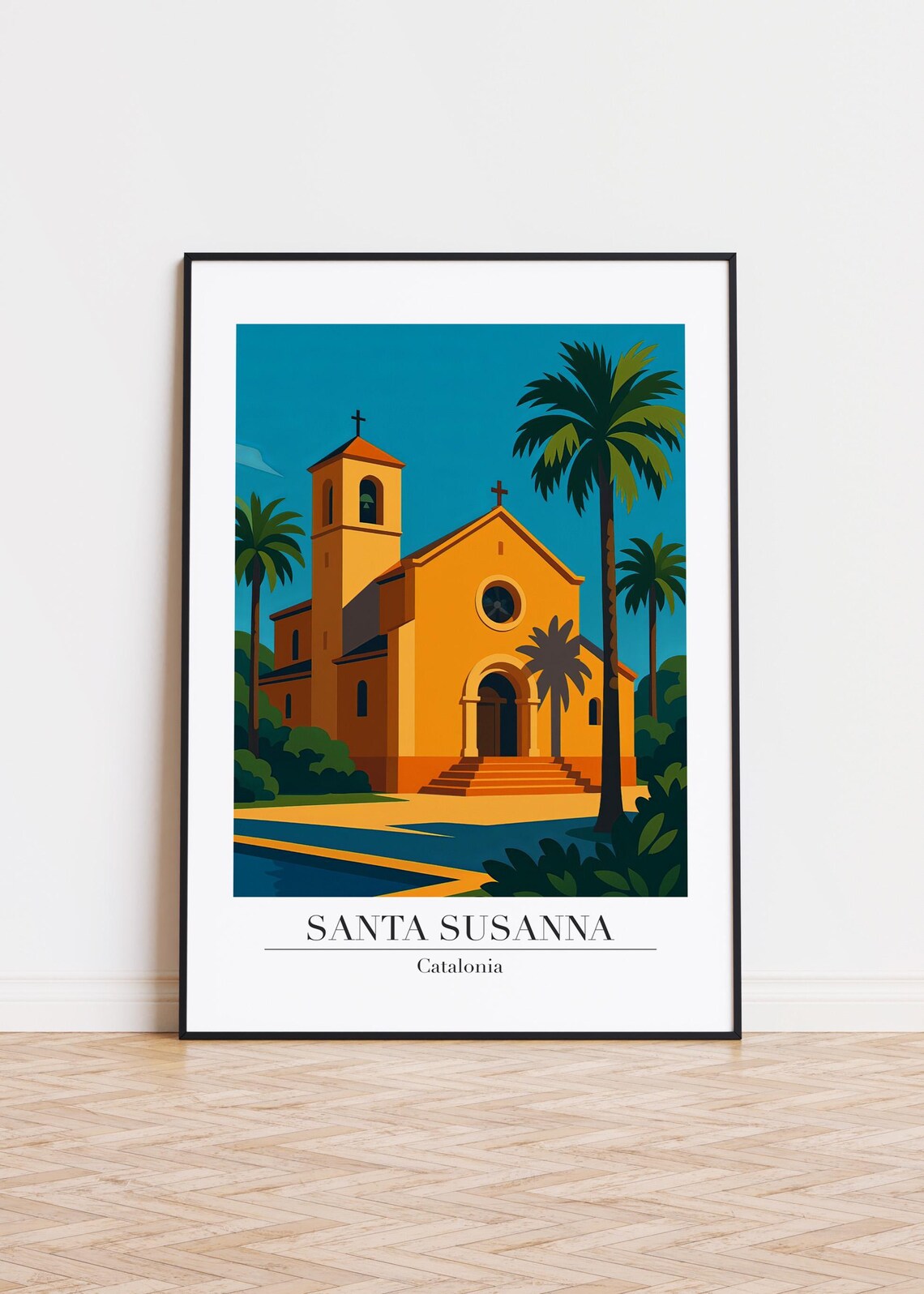 Santa Susanna Spain Modern Travel Poster