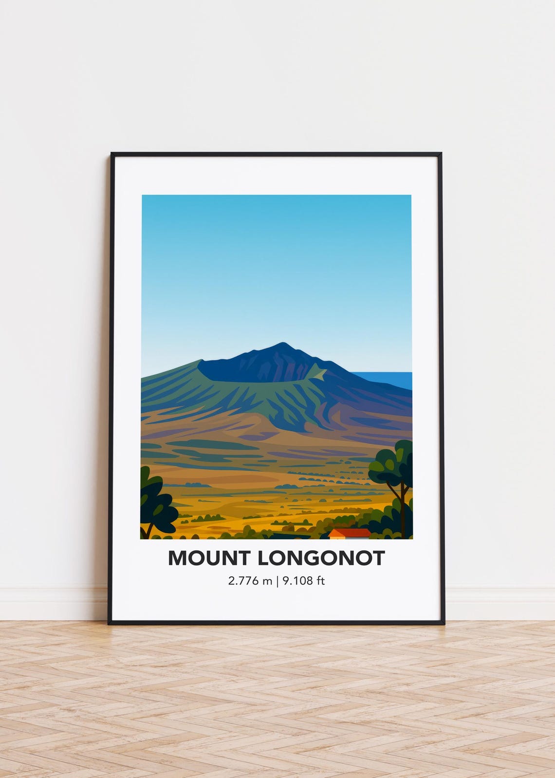 Mount Longonot Poster Modern Minimalist Mountain Art Print