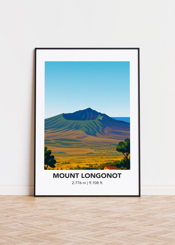 Mount Longonot Poster Modern Minimalist Mountain Art Print