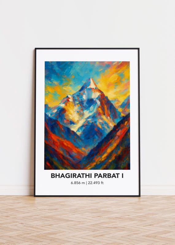 Bhagirathi Parbat I Poster Mountain Print Modern Oil Painting Style Art