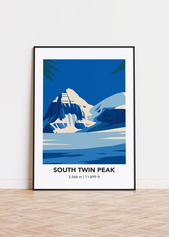 South Twin Peak Art Print Modern Mountain Illustration