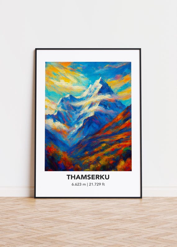 Thamserku Poster Mountain Print Modern Oil Painting Style Art