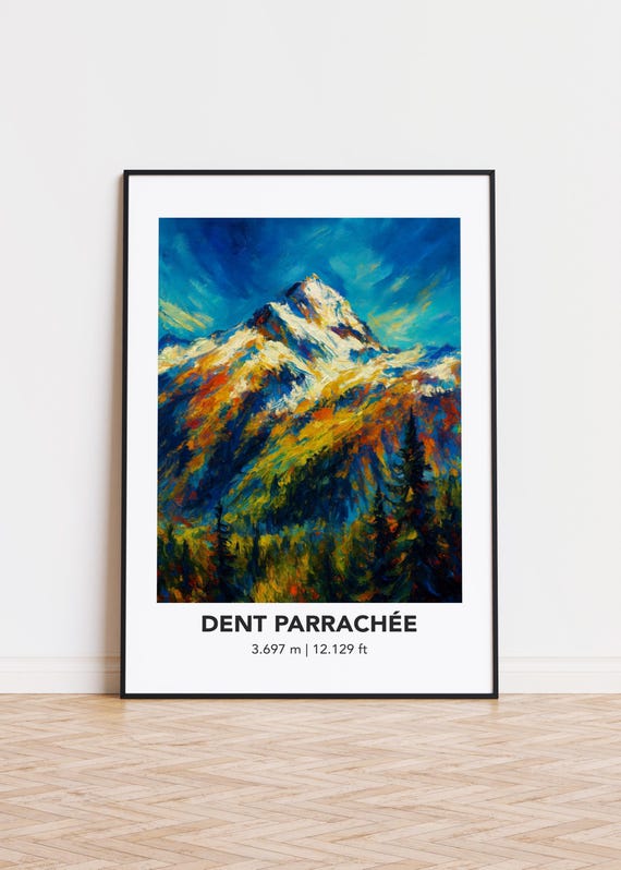 Dent Parrache Poster Mountain Print Modern Oil Painting Style Art