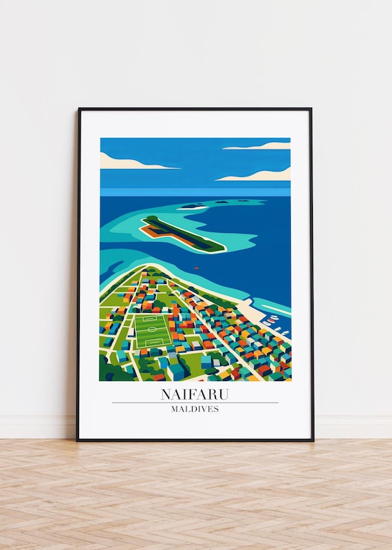 Naifaru Maldives Poster Minimalist Travel Art Print