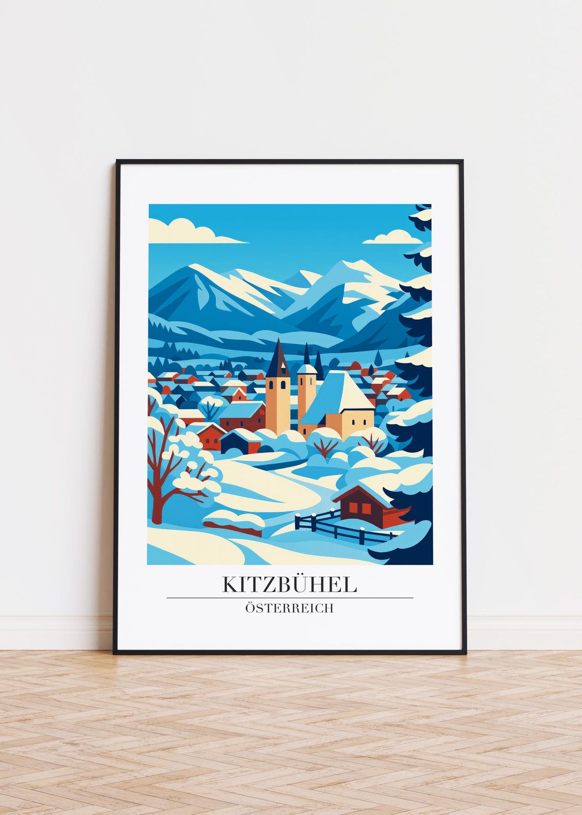 Kitzbhel Austria Modern Travel Poster