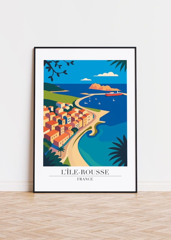 Ile Rousse France Mediterranean Coastal Town Sailboat Bay Poster