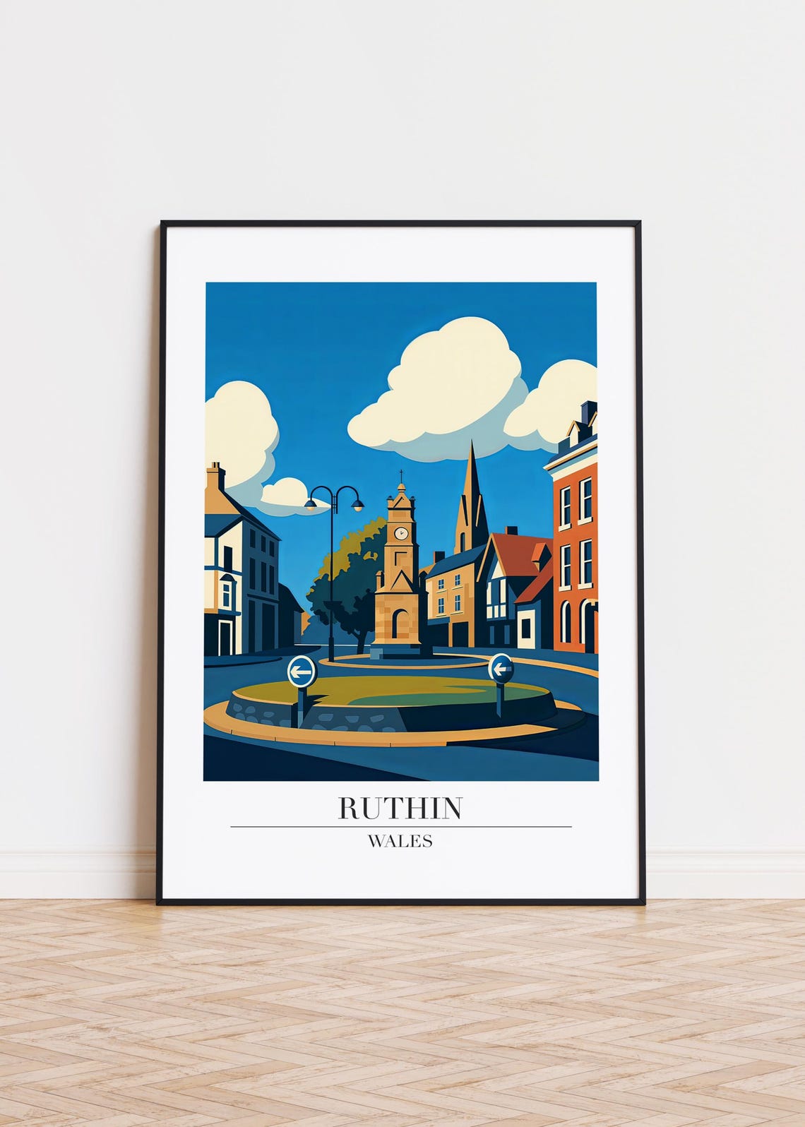 Ruthin Wales Poster Skyline Illustration Art Print