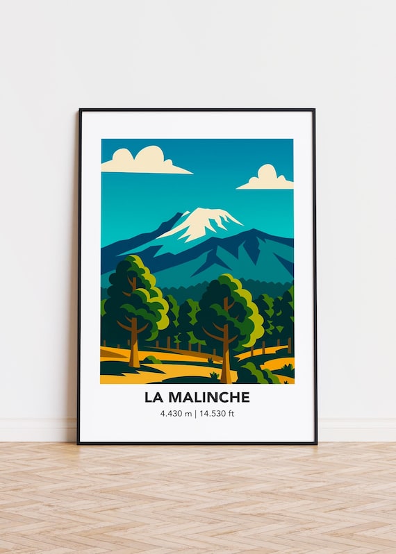 La Malinche Illustration Art Print, Mountain Poster