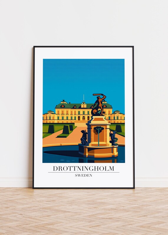 Drottningholm Sweden Poster Modern Illustration Art Print