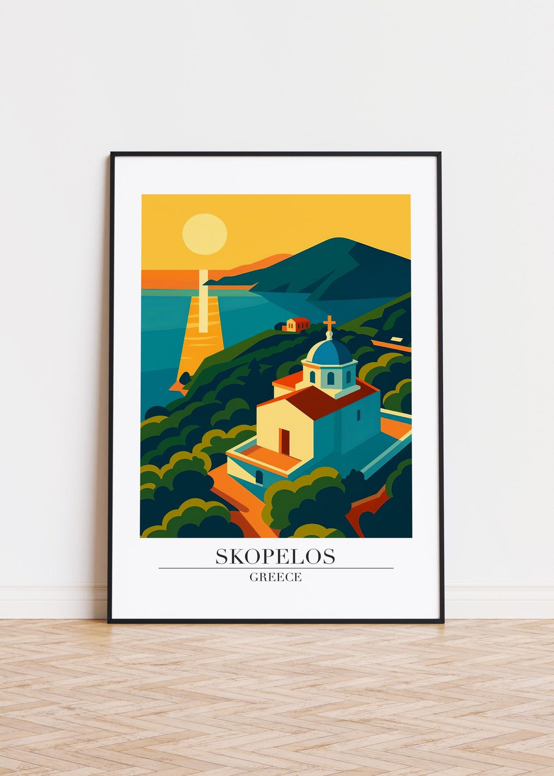 Skopelos Greece Modern Travel Poster