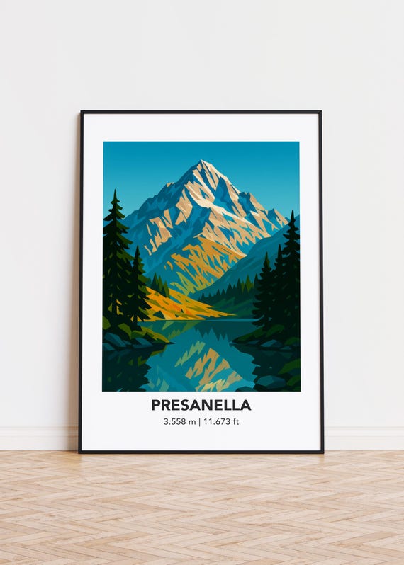 Presanella Mountain Print Modern Minimalist Illustration Art