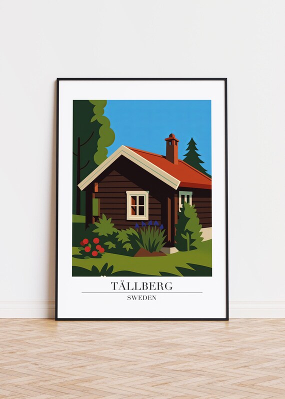 Tllberg Sweden Poster Modern Scandinavian Illustration Art