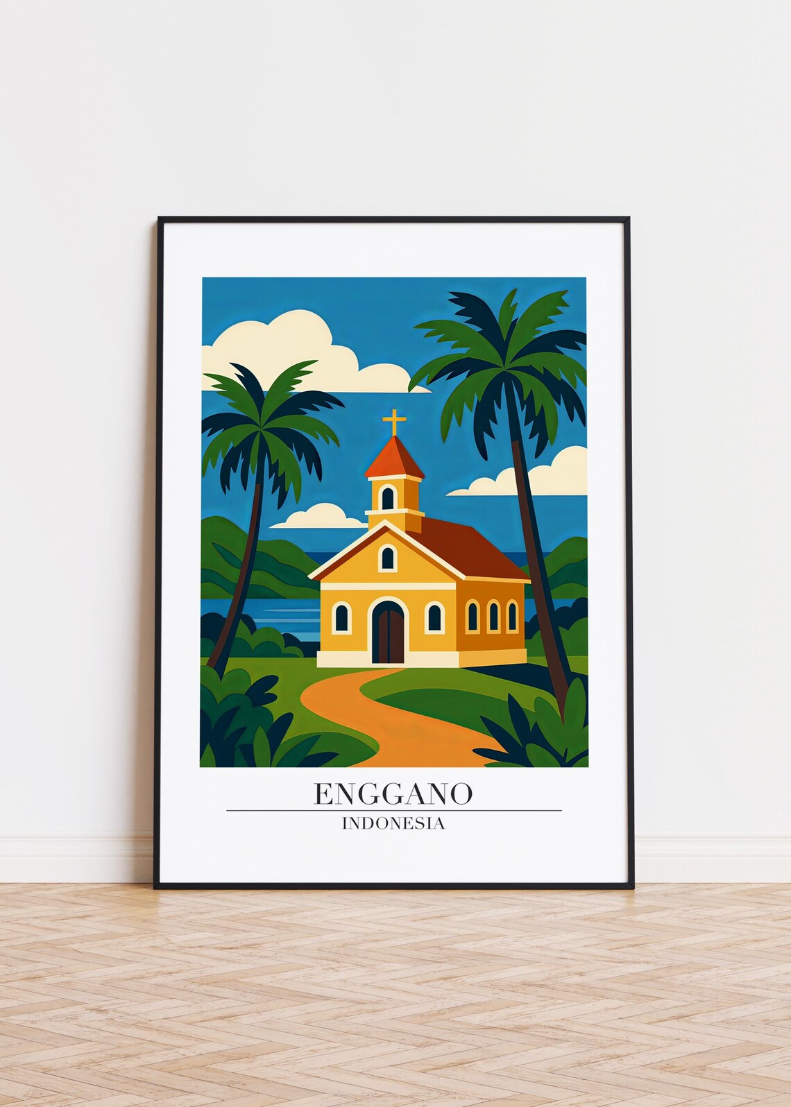 Enggano Indonesia City Illustration Poster Print