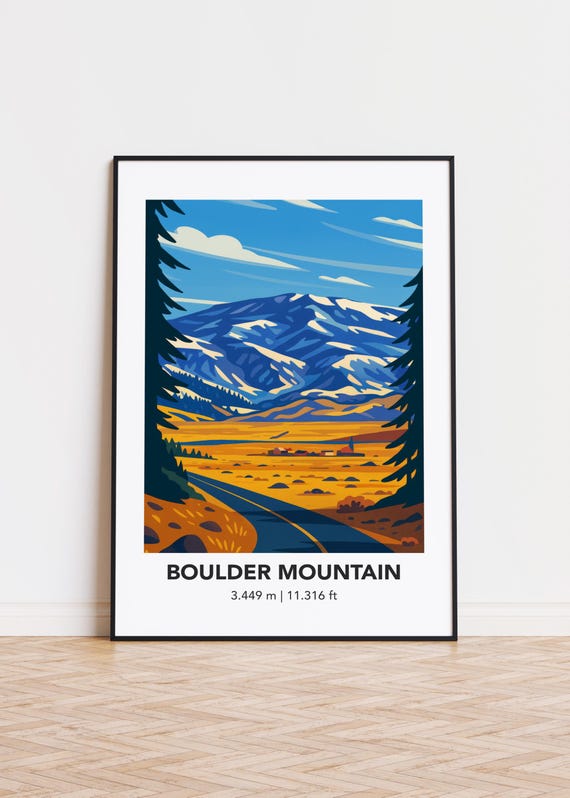 Boulder Mountain Art Print Modern Minimalist Mountainscape Poster