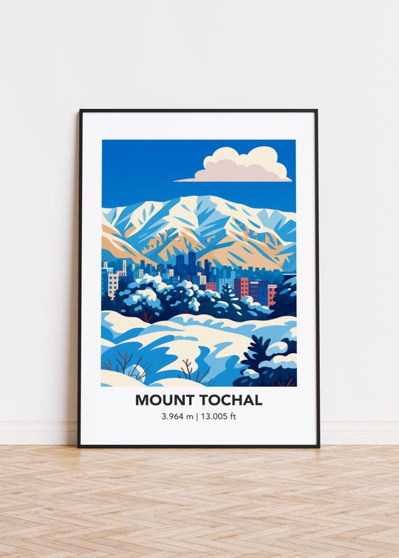 Mount Tochal Poster Mountain Illustration Art Print