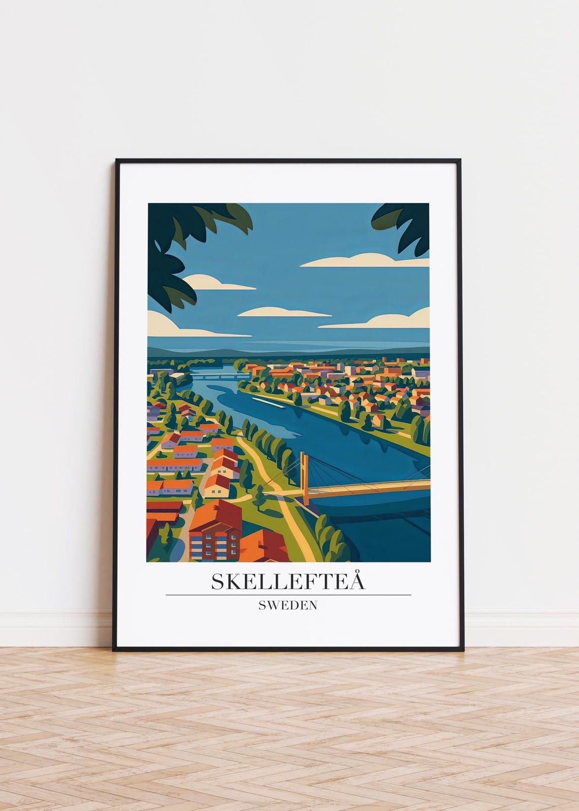 Skellefte Cityscape Poster Modern Scandinavian Art Print