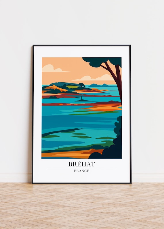 Brehat France Lagoon Islands Brittany Coast Retro Travel Art Poster
