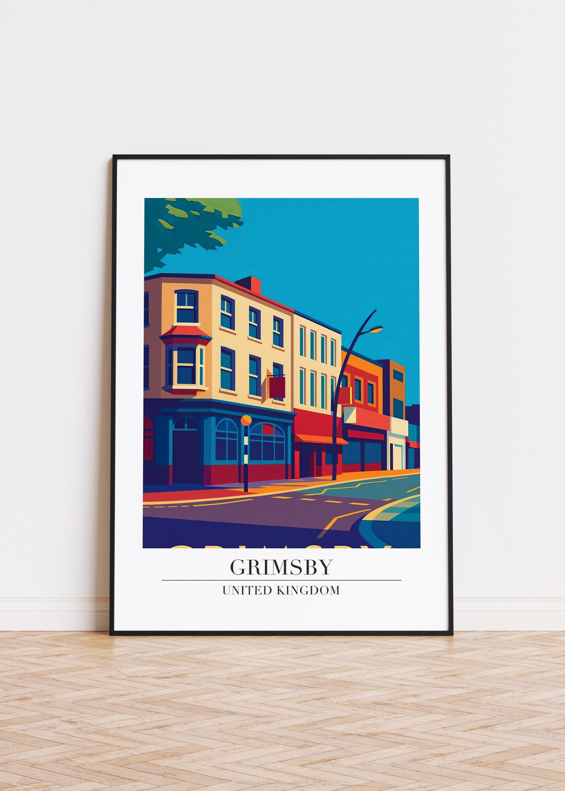 Grimsby England Victorian Corner Shop Street Scene Travel Poster