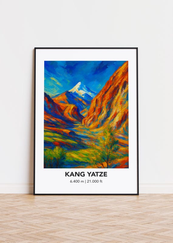 Kang Yatze Poster Mountain Print Modern Oil Painting Style Art