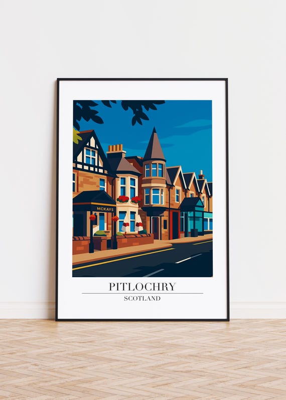 Pitlochry Scotland Poster Modern City Art Print