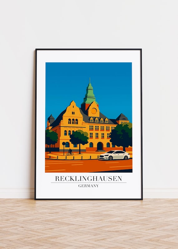Recklinghausen Germany Historic Yellow Building Travel Poster