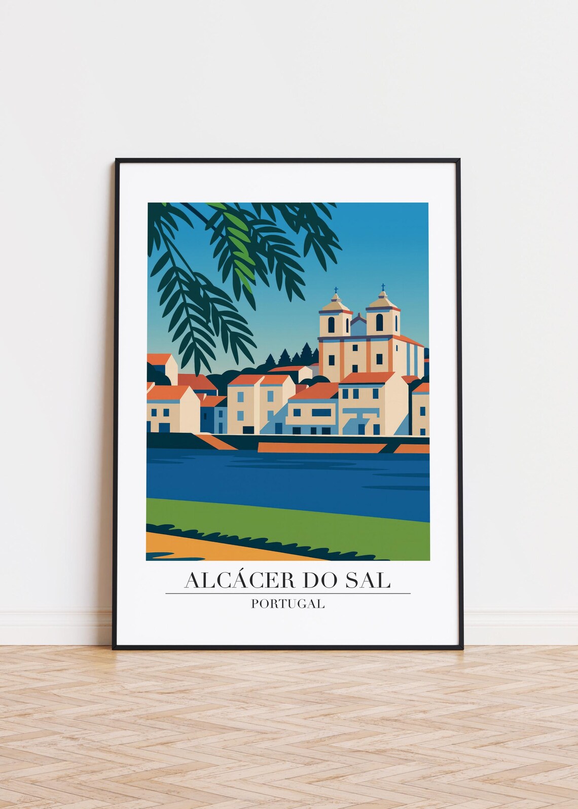 Alcácer Do Sal Portugal Riverside Church Twin Towers River View Poster