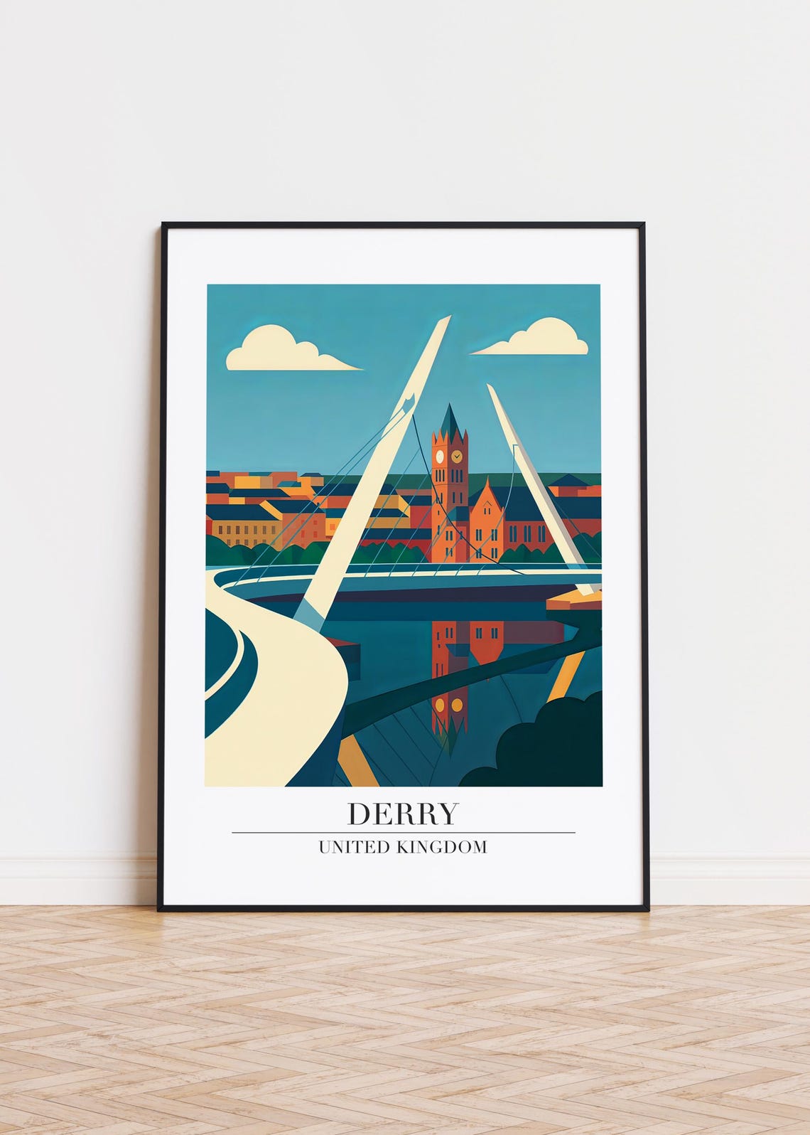 Derry Illustration Art Print United Kingdom City Poster