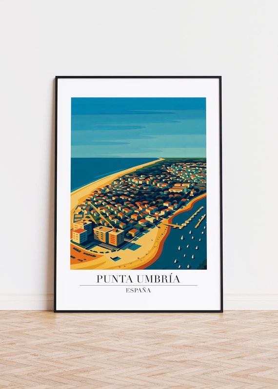 Punta Umbria Spain Aerial Beach Town Harbor Sailboats Travel Poster