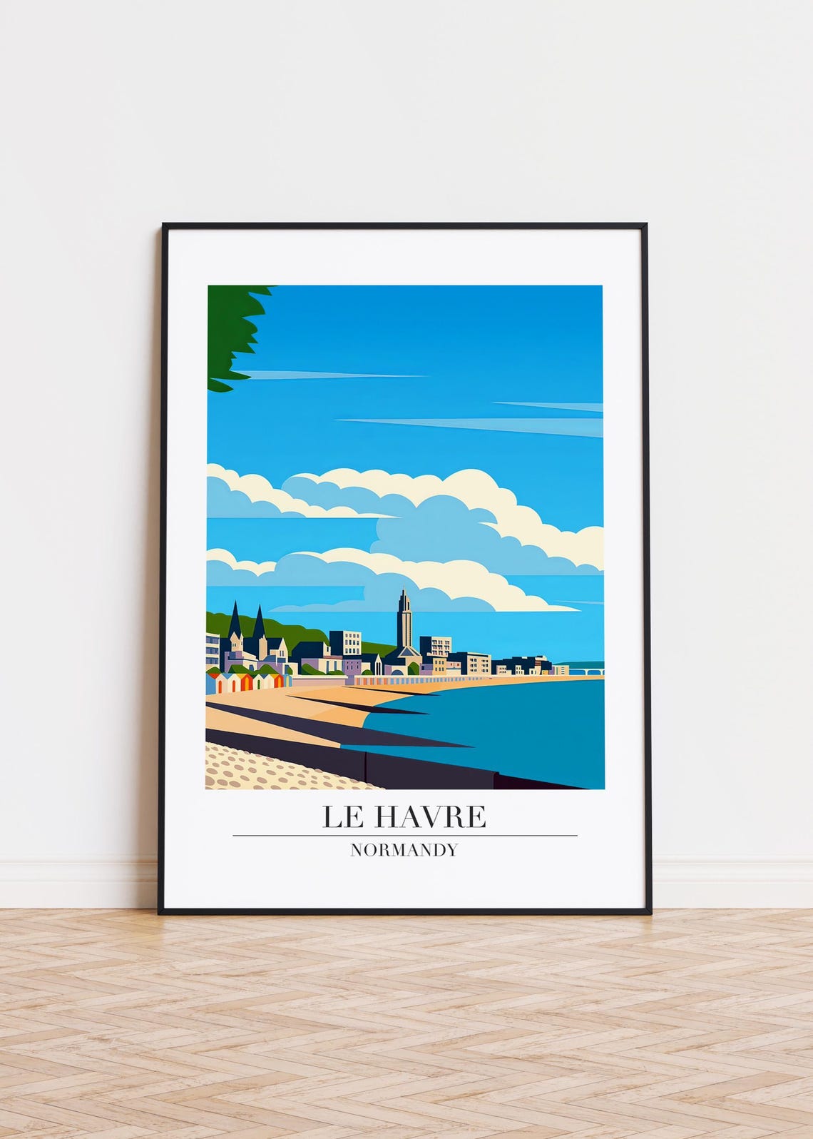 Le Havre Normandy Seaside Promenade Retro Cityscape Travel Poster