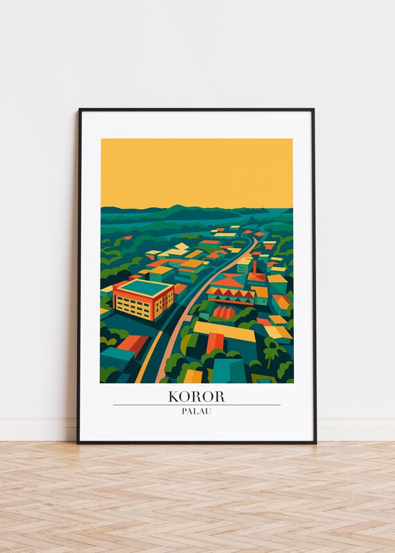 Koror Palau Modern Illustration Poster