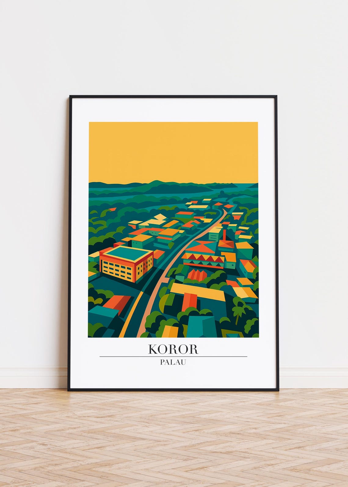 Koror Palau Modern Illustration Poster
