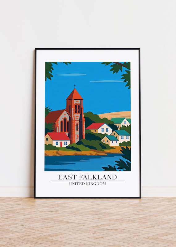 West Falkland Illustration Art Print United Kingdom Poster