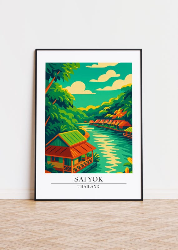 Sai Yok Cityscape Poster Modern Travel Art Print