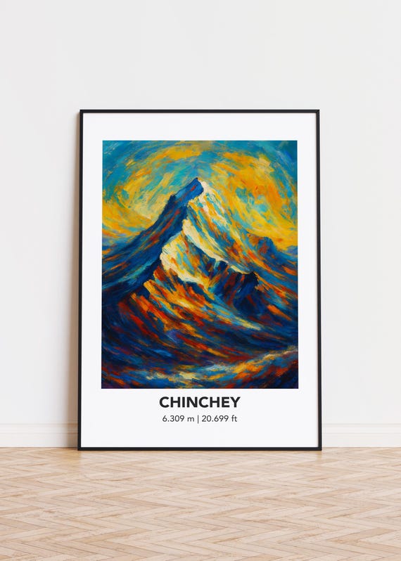 Peak184 Chinchey Poster Mountain Print Modern Oil Painting Style Art